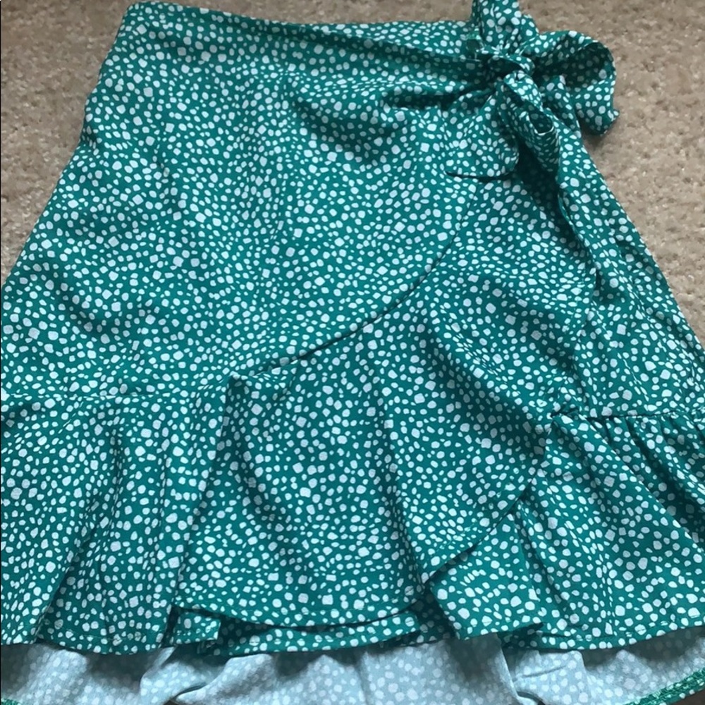 Green Printed Wrap Skirt
